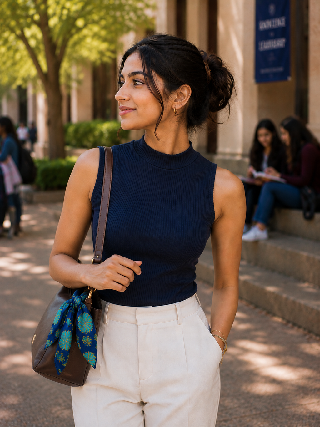 Georgette Scarf Blue | Floral Printed Neck Scarf