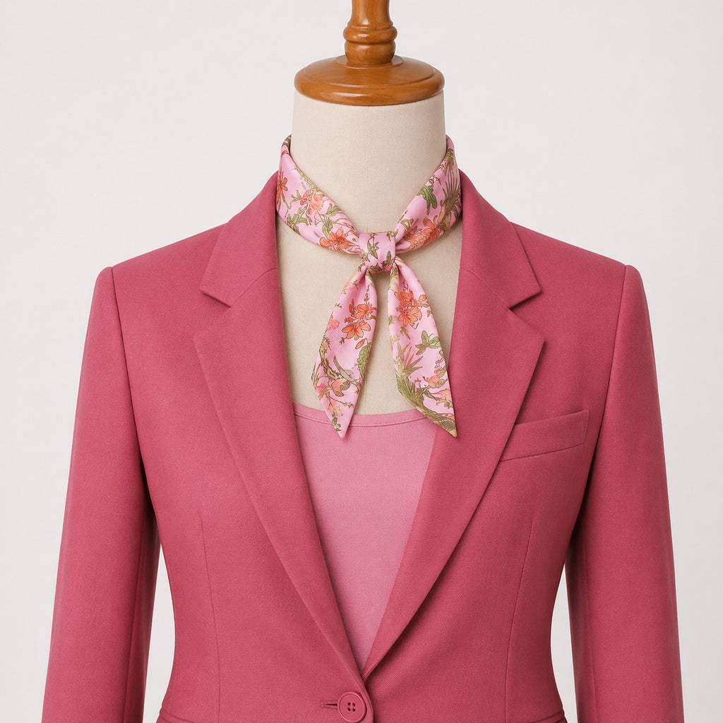 Georgette Scarf Pink floral scarf, 1500x1500
