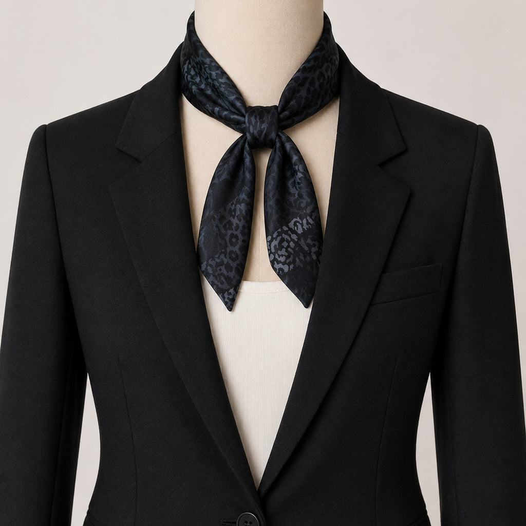 Satin Scarf Black animal print scarf, 1500x1500