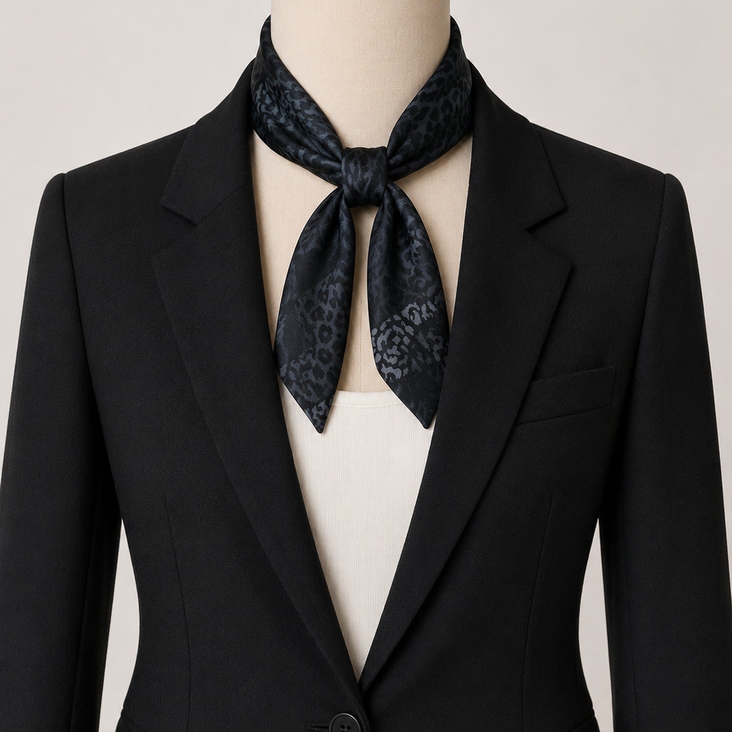 Satin Scarf Black animal print scarf, 1500x1500