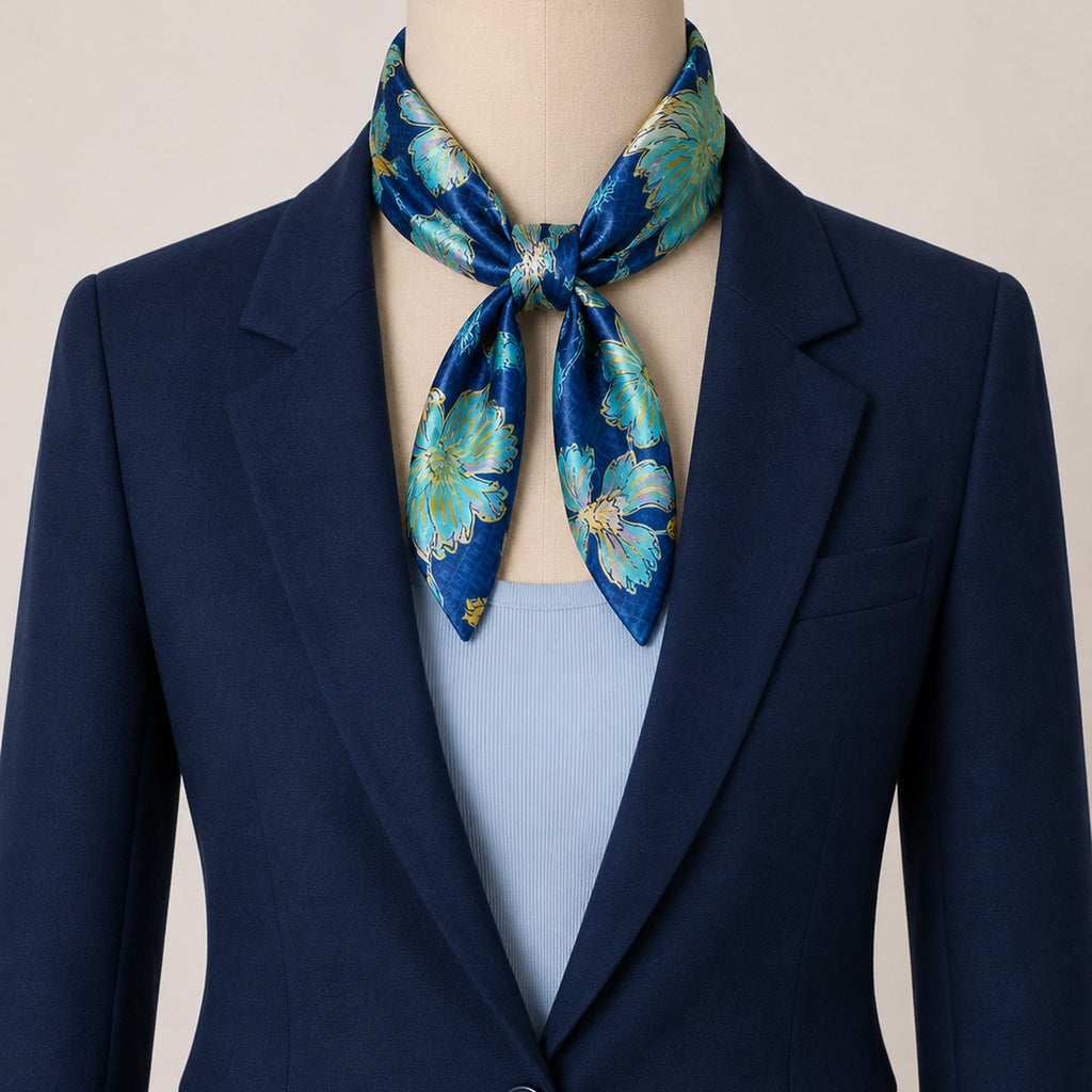 Georgette Scarf Blue floral scarf, 1500x1500