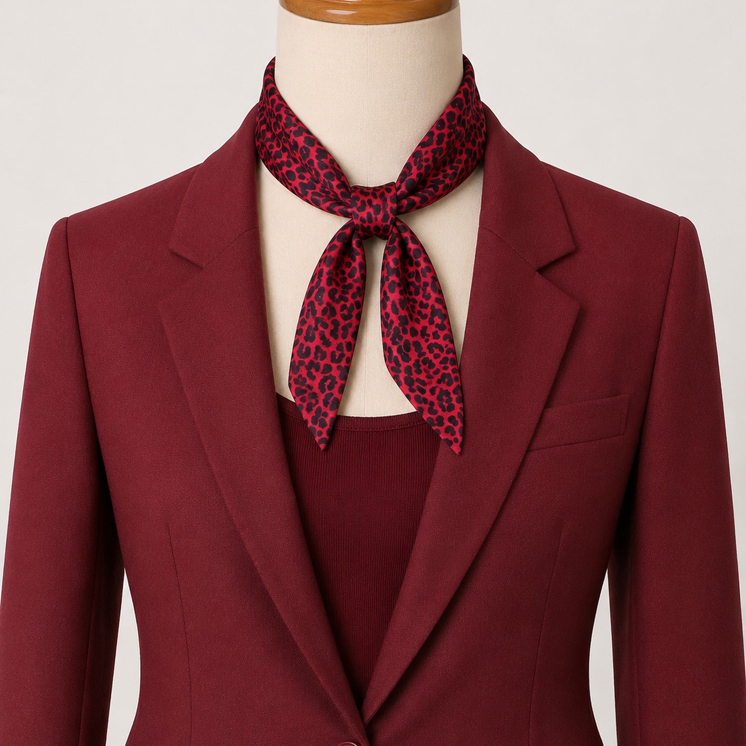 Satin Scarf Crimson Leopard animal print scarf, 1500x1500