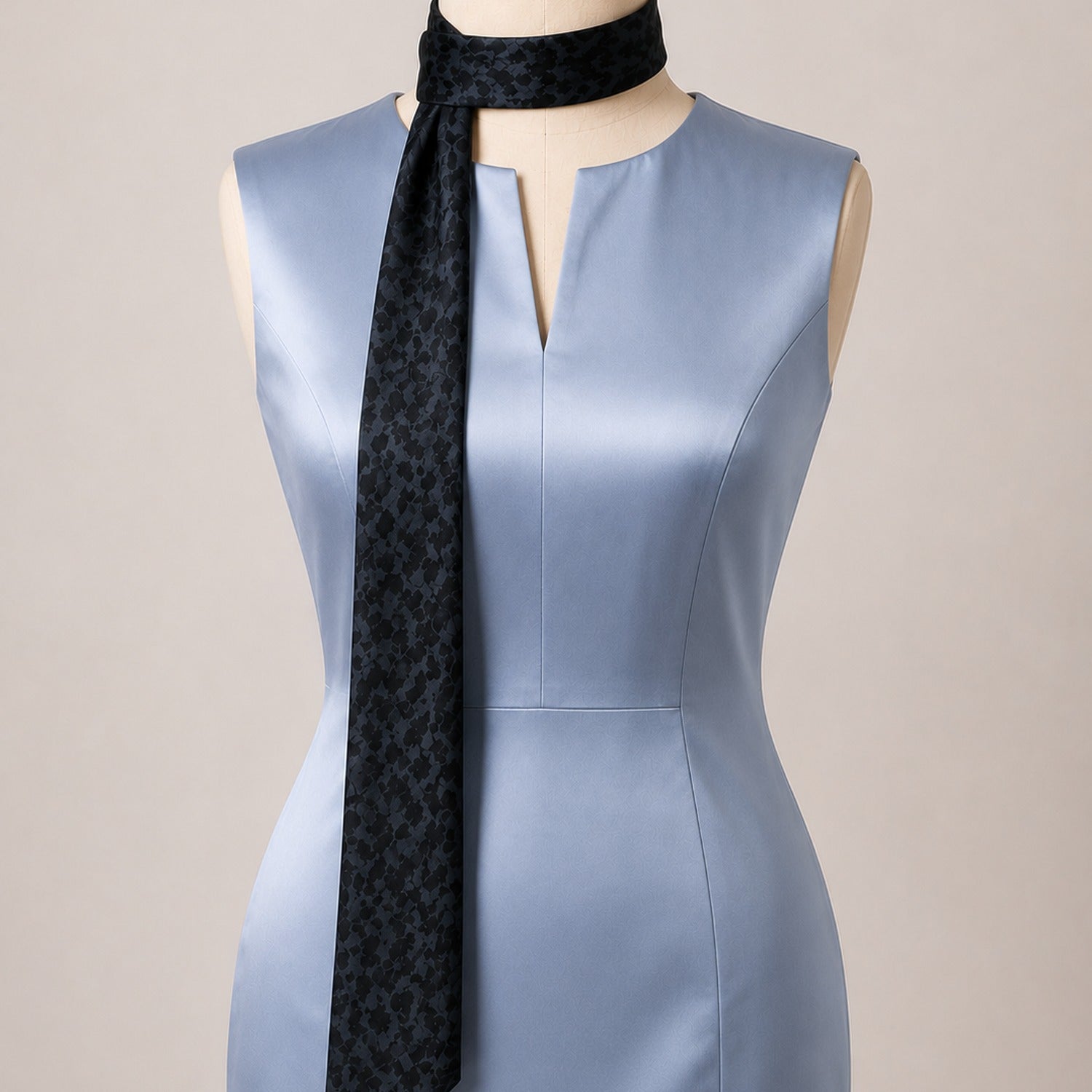 Satin Scarf Midnight Noir long skinny scarf, 1500x1500