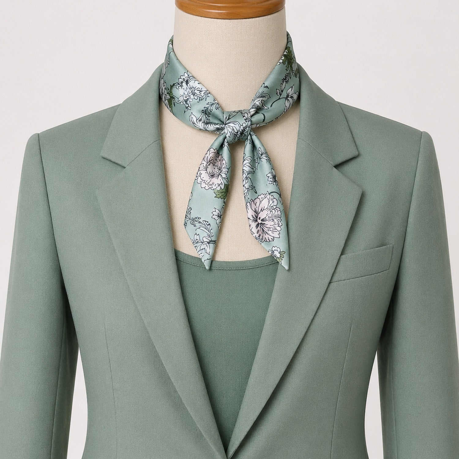 Satin Scarf Sage Bloom floral scarf, 1500x1500